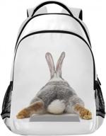 серый рюкзак с кроличьей пуговицей lovely bunny: идеально подходит для колледжа и ноутбука! логотип