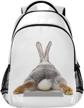 gray rabbit buttom lovely bunny backpack: perfect for college & laptop! logo