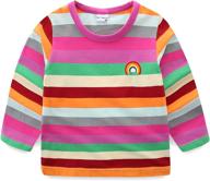 🌈 girls' rainbow striped cotton sleeve t-shirts at tops, tees & blouses logo