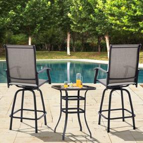 img 1 attached to Swivel Patio Bar Stools Set Of 2 - All-Weather Outdoor Furniture For Bar Height Seating, Textilene Material Ideal For Pool, Lawn, Garden, And Backyard Bars By Vantiorango