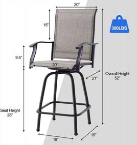 img 3 attached to Swivel Patio Bar Stools Set Of 2 - All-Weather Outdoor Furniture For Bar Height Seating, Textilene Material Ideal For Pool, Lawn, Garden, And Backyard Bars By Vantiorango