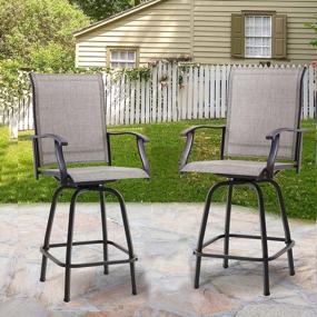 img 4 attached to Swivel Patio Bar Stools Set Of 2 - All-Weather Outdoor Furniture For Bar Height Seating, Textilene Material Ideal For Pool, Lawn, Garden, And Backyard Bars By Vantiorango