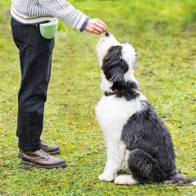 img 3 attached to Set of 2 Navaris Silicone Triangle Dog Treat Pouches - Training Bag with Clip for Treats, Leash - Green and Gray Design