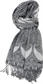 img 3 attached to Мягкий шелковистый многоцветный двухслойный шарф из пашмины с узором пейсли от Achillea