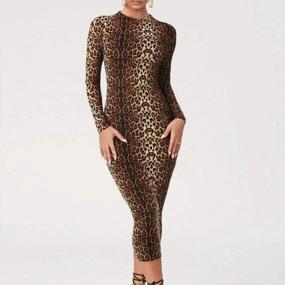 img 3 attached to High-Necked Midi Bodycon Party Club Dress With Long Sleeve In Tigerskin, Snakeskin, And Leopard Print For Women By LuFeng