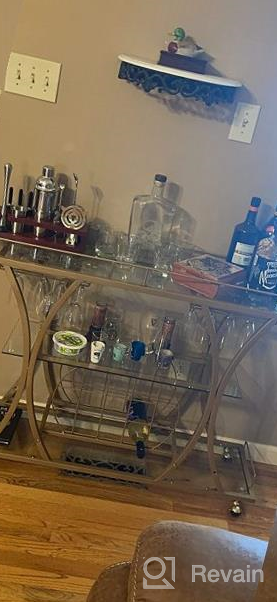 img 1 attached to Gold & Black Bar Serving Cart With Glass Holder, Wine Rack And Marble Shelves - HOMYSHOPY 3-Tier Kitchen Trolley. review by Kevin Ilango