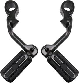 img 4 attached to Improved Adjustable Long Angled Highway Pegs for Touring Road King Street Glide Road Glide Electra Glide with 32mm Engine Guard 1 1/4 inch Highway Bar (Black, 1 Pair)