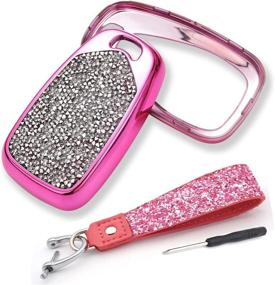 img 1 attached to 💎 Stylish Pink Diamond Rhinestone Key Fob Case for Chevrolet Malibu Camaro Cruze - Royalfox, 3D Bling, Key Strap Included