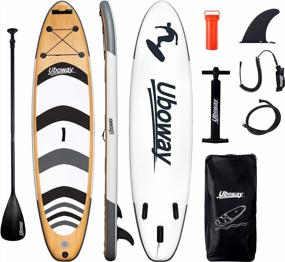 img 4 attached to Uboway 11Ft Inflatable Stand Up Paddle Board SUP With Adjustable Paddle, Backpack, Pump, Leash & Fin For Youth And Adults.
