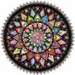 bgraamiens puzzle-geometric colorful mandala-1000 pieces creative colorful dots mandala round puzzle color challenge jigsaw puzzle logo