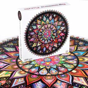 img 2 attached to Bgraamiens Puzzle-геометрическая красочная мандала-1000 штук, креативная красочная мандала в горошек, круглая головоломка, цветная головоломка