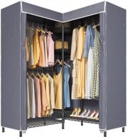 heavy duty l shape vipek l6c covered garment rack - 800lbs capacity, freestanding wardrobe closet for corner with grey oxford fabric cover logo