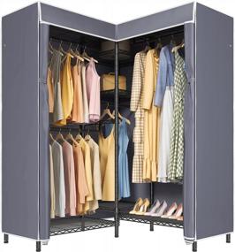 img 4 attached to Heavy Duty L Shape VIPEK L6C Covered Garment Rack - 800LBS Capacity, Freestanding Wardrobe Closet For Corner With Grey Oxford Fabric Cover