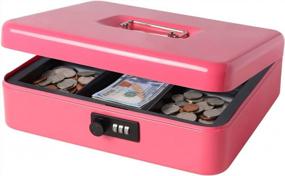 img 4 attached to 💰 Secure Pink Cash Box with Combination Lock | Decaller Medium Double Layer Money Organizer and Storage Box | 9 4/5" x 7 4/5" x 3 1/2