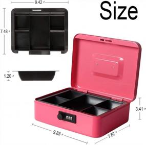 img 2 attached to 💰 Secure Pink Cash Box with Combination Lock | Decaller Medium Double Layer Money Organizer and Storage Box | 9 4/5" x 7 4/5" x 3 1/2