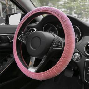 img 4 attached to 🎀 YR Universal Fuzzy Steering Wheel Covers - Soft Pink Comfy Fluffy Auto Accessory