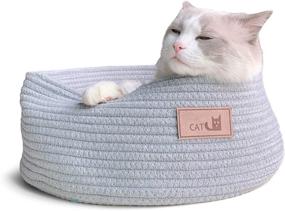 img 4 attached to 🐱 CozyKing Cotton Round Cat Cuddle Cup Basket Bed - Chew Resistant Design for Small Dogs and Puppies