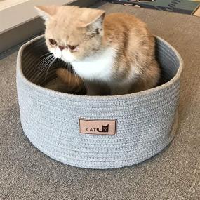 img 2 attached to 🐱 CozyKing Cotton Round Cat Cuddle Cup Basket Bed - Chew Resistant Design for Small Dogs and Puppies