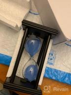 img 1 attached to 30 Minute Blue Sand Hourglass Timer With Wooden Black Stand For Office Kitchen Decor Home review by Isaac Samal