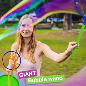 img 3 attached to OleOletOy Mega Bubble Wand Kit: Fun Bubble Making Toy For Kids And Adults With Included Bubble Solution, Perfect For Indoor And Outdoor Playtime For Children Of All Ages