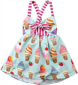 img 4 attached to Toddler Girls Summer Ice Cream Print Princess Dress Strap Backless Dress