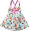 toddler girls summer ice cream print princess dress strap backless dress logo