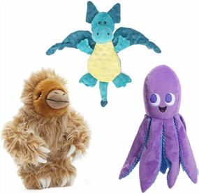 img 4 attached to Best Bundle Of BarkBox Toys For Dogs - Squeaky And Plush Chew Toys For Puppies And Pets Of All Sizes - Featuring Gordon The Sloth, Dingbert The Dragon, And Ollie The Octopus