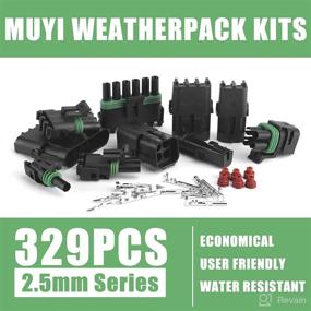 img 1 attached to 🔌 Герметичные электрические разъемы для автомобилей, набор Weather Pack - 329 штук MUYI 23 комплекта, разъемы 1/2/3/4/6 пинов с клеммами для проводов 20-14AWG