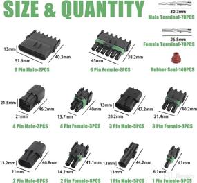 img 3 attached to 🔌 Герметичные электрические разъемы для автомобилей, набор Weather Pack - 329 штук MUYI 23 комплекта, разъемы 1/2/3/4/6 пинов с клеммами для проводов 20-14AWG