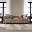 acanva chesterfield tufted sofa with scroll arms, nailhead trim linen upholstered, 89" w couch, brown logo