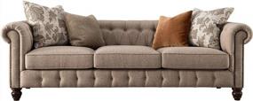 img 2 attached to Acanva Chesterfield Tufted Sofa With Scroll Arms, Nailhead Trim Linen Upholstered, 89" W Couch, Brown