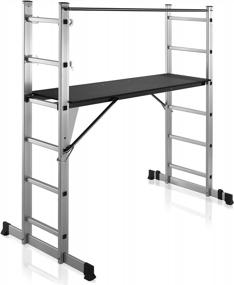 img 3 attached to Versatile Scaffolding Platform: Double-Sided Herringbone And Vertical Ladder In One - Aluminium Folding Step Ladder