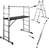 versatile scaffolding platform: double-sided herringbone and vertical ladder in one - aluminium folding step ladder logo