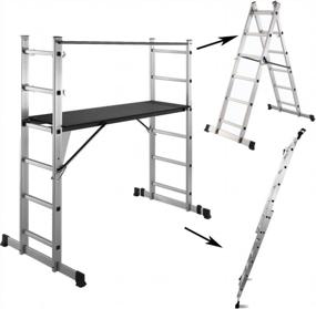 img 4 attached to Versatile Scaffolding Platform: Double-Sided Herringbone And Vertical Ladder In One - Aluminium Folding Step Ladder