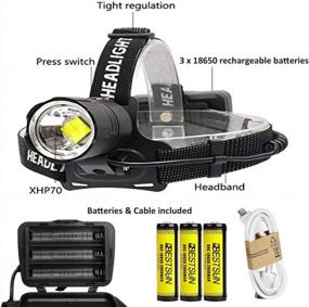 img 2 attached to BESTSUN Headlamp Rechargeable, 10000 Lumens CREE XHP70 LED Headlamp Flashlight High Lumens Zoomable Waterproof Headlight Brightest Head Lamp For Working Caving Hunting