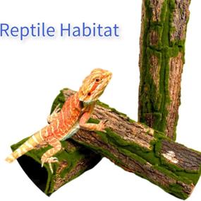 img 1 attached to 🦎 Reptile Tank Backdrop: Cork Bark 3D Wall Panel with Fake Moss and Natural Bark for Green Plant Decor in Bearded Dragon Tank - Aquarium Terrarium Background (23.6 X 15.7 in)