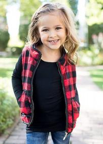 img 3 attached to Adorable Girls' Quilted Plaid Vest With Puff Lining - Perfect For Chilly Days!