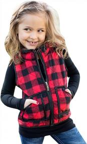 img 4 attached to Adorable Girls' Quilted Plaid Vest With Puff Lining - Perfect For Chilly Days!