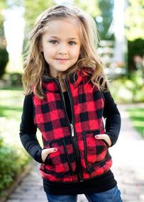 img 2 attached to Adorable Girls' Quilted Plaid Vest With Puff Lining - Perfect For Chilly Days!