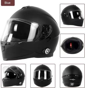 img 2 attached to 🎧 Waterproof Bluetooth Motorcycle Helmet with Intercom System by FreedConn: DOT Approved Full Face Helmet with Built-in Battery for 6 Riders Group Communication (Matte Black L)