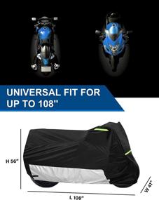 img 3 attached to 🏍️ 108'' Waterproof Outdoor Motorcycle Cover - Heavy Duty 300D Oxford for Harley Davidson - UV Resistant Universal Fit