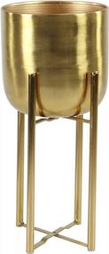 img 1 attached to Gold Round Metal Planter With Removable Stand, Set Of 2 19", 22"H By CosmoLiving By Cosmopolitan