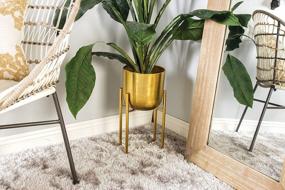img 3 attached to Gold Round Metal Planter With Removable Stand, Set Of 2 19", 22"H By CosmoLiving By Cosmopolitan