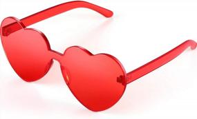 img 4 attached to Maxdot Heart Shape Sunglasses Rimless Transparent Glasses Colorful Party Favors