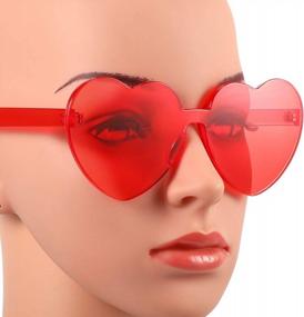 img 1 attached to Maxdot Heart Shape Sunglasses Rimless Transparent Glasses Colorful Party Favors