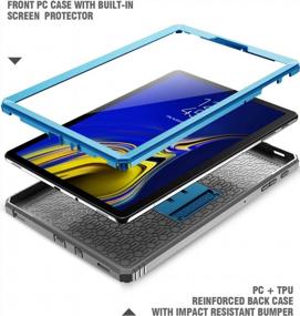 img 2 attached to Samsung Galaxy Tab S4 10.5" Rugged Case Poetic Revolution 360 Degree Protection Kick-Stand Full-Body Heavy Duty Built-In Screen Protector Blue