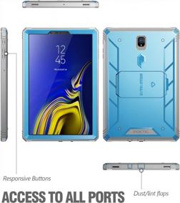 img 3 attached to Samsung Galaxy Tab S4 10.5" Rugged Case Poetic Revolution 360 Degree Protection Kick-Stand Full-Body Heavy Duty Built-In Screen Protector Blue