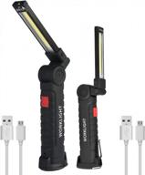 youyoute 2pack cob led work lights - usb rechargeable, magnetic base, 360° rotate, 5 lighting modes, swivel hook, water-resistant, portable inspection lights (small & large size) logo
