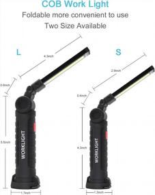 img 3 attached to Youyoute 2Pack COB LED Work Lights - USB Rechargeable, Magnetic Base, 360° Rotate, 5 Lighting Modes, Swivel Hook, Water-Resistant, Portable Inspection Lights (Small & Large Size)