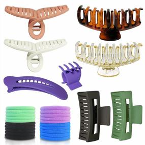 img 4 attached to BeeVines 33 Pack Hair Accessories Set - Large Claw Clips, Strong Hold Hair Ties, And Barrettes For Women And Girls